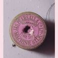 Very old wooden cotton reel - Jas Pearsalls - pink label